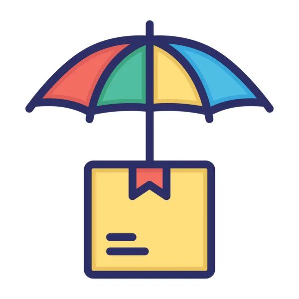 Box Protection Shipping Umbrella Fully Editable Vector Icon — Stock Vector