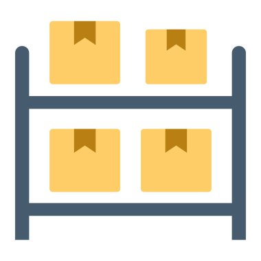 Depo, raflar, kutular, tamamen düzenlenebilir vektör simgesi