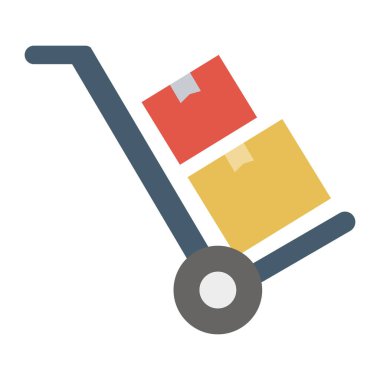 Teslimat, lojistik, dağıtım servisi, tramvay tamamen düzenlenebilir vektör simgesi