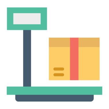 Ağırlık makinesi, ölçek, platform, kutucuk tamamen düzenlenebilir vektör simgesi