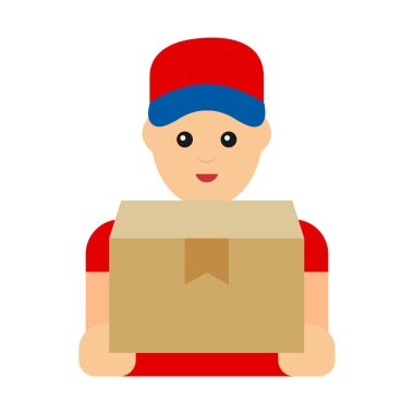 Teslimatçı, çocuk, kurye, tamamen düzenlenebilir vektör simgesi