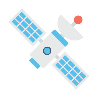 Uydu, boşluk, GPS, anten tamamen düzenlenebilir vektör simgesi