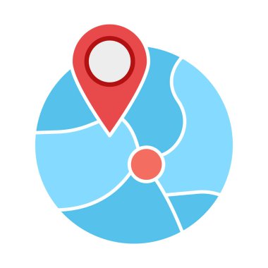 Nehir konumu, konum, harita, nehir tamamen düzenlenebilir vektör simgesi