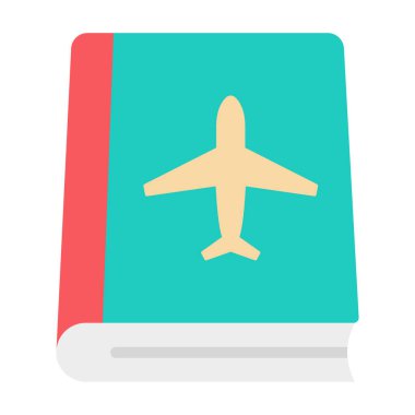 Seyahat rehberi, kitap, seyahat, uçak tamamen düzenlenebilir vektör simgesi