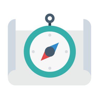 Pusula, harita, navigasyon, tamamen düzenlenebilir vektör simgesi