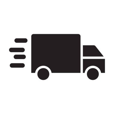 Ekspres dağıtım, ekspres nakliye, kamyon, tamamen düzenlenebilir vektör simgesi