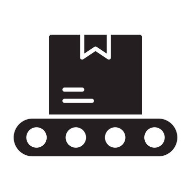 Taşıyıcı bant, lojistik, paket, kutucuk tamamen düzenlenebilir vektör simgesi