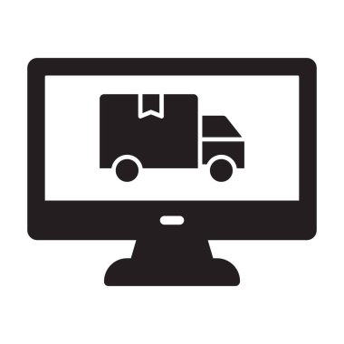 Çevrimiçi dağıtım, çevrimiçi sipariş, lojistik, kargo tamamen düzenlenebilir vektör simgesi