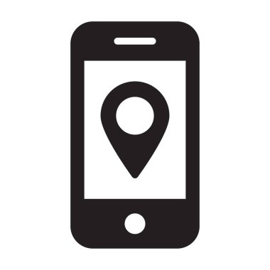 Taşınabilir konum, mobil, pin, konum tamamen düzenlenebilir vektör simgesi