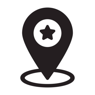 Favori konum, konum, pin, yıldız tamamen düzenlenebilir vektör simgesi