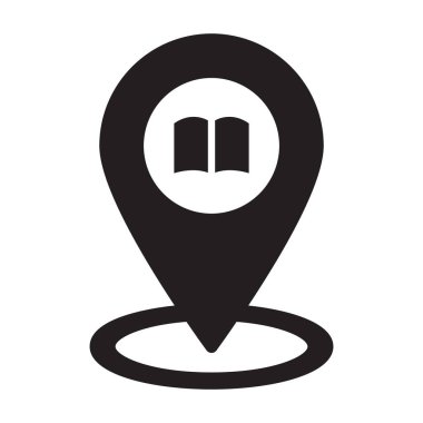 Kütüphane konumu, kitap, kütüphane, konum tamamen düzenlenebilir vektör simgesi
