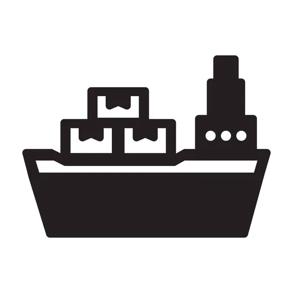 Vrachtschip Scheepvaart Tanker Overdracht Volledig Bewerkbare Vector Pictogram — Stockvector