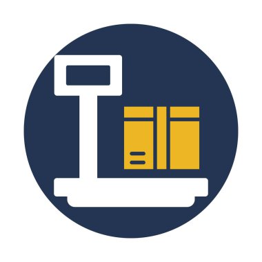 Ağırlık makinesi, ölçek, platform, kutucuk tamamen düzenlenebilir vektör simgesi