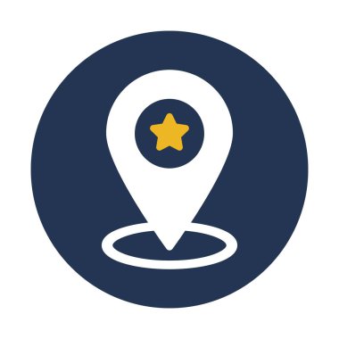 Favori konum, konum, pin, yıldız tamamen düzenlenebilir vektör simgesi