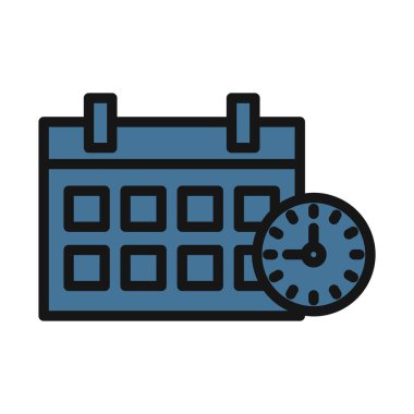 Saat çizgisi izole vektör simgesine sahip takvim kolayca değiştirilebilir ve düzenlenebilir