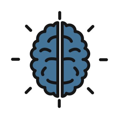 Beyin, kafatası çizgisi izole vektör simgesi kolayca değiştirilebilir ve düzenlenebilir