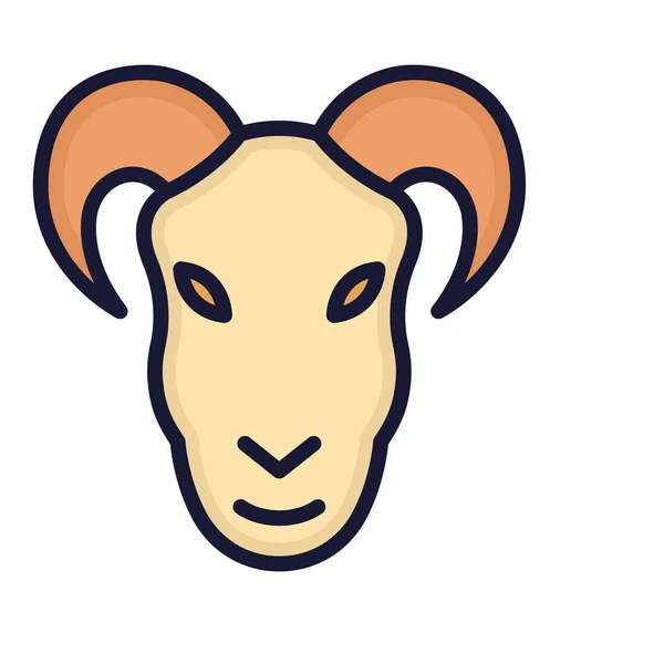 Mouflon Goat Isolated Vector 아이콘쉽게 수정하거나 수있습니다 — 스톡 벡터