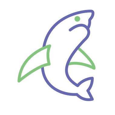 Kolayca değiştirilebilen ya da düzenlenebilen yunus izole edilmiş Vektör simgesi