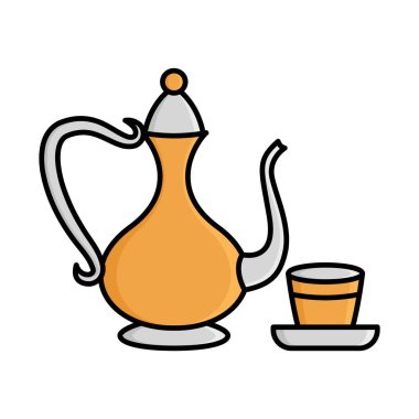 Kolayca değiştirilebilen ya da düzenlenebilen Arapça qahwa izole edilmiş Vektör simgesi