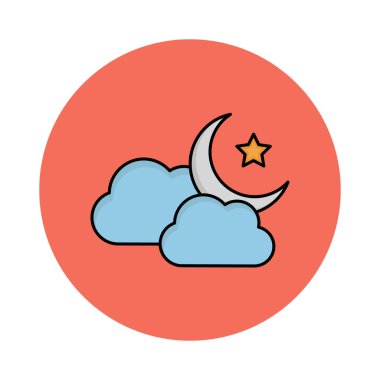 Bulut ve ay izole edilmiş Vektör simgesi kolayca değiştirilebilir ya da düzenlenebilir