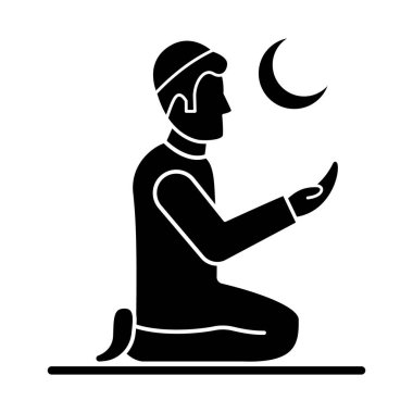 Kolayca değiştirilebilen ya da düzenlenebilen izole edilmiş Vektör simgesine dua eden bir adam