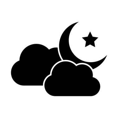 Bulut ve ay izole edilmiş Vektör simgesi kolayca değiştirilebilir ya da düzenlenebilir