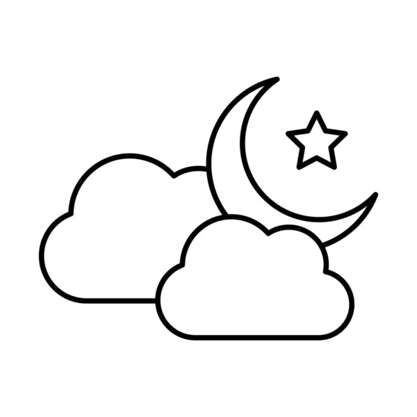 簡単に変更または編集することができます雲と月の絶縁ベクトルアイコン — ストックベクタ