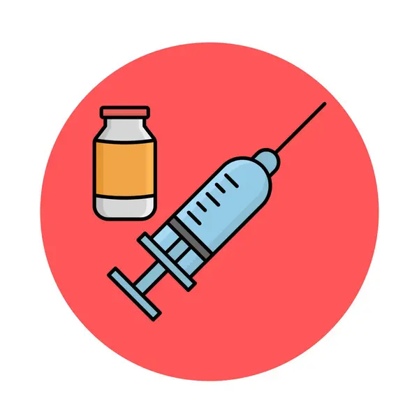 Injeção Com Vacina Ícone Vetor Isolado Que Pode Ser Facilmente — Vetor de Stock
