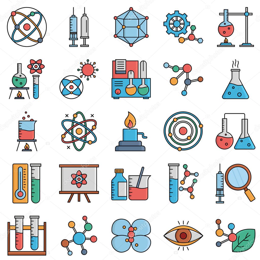 Chemical & Bio Lab Equipment Vector Icons Pack Every Single Icon can Easily Modify or Edit