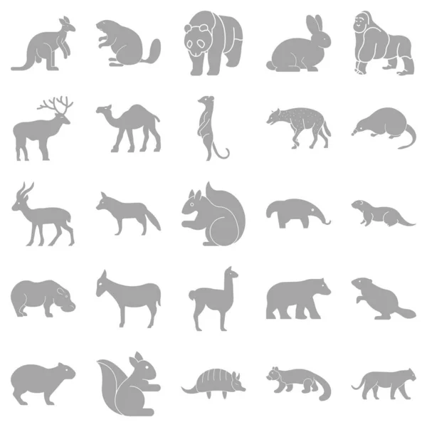 Изолированные Векторные Иконки Млекопитающих Могут Легко Изменены Отредактированы — стоковый вектор
