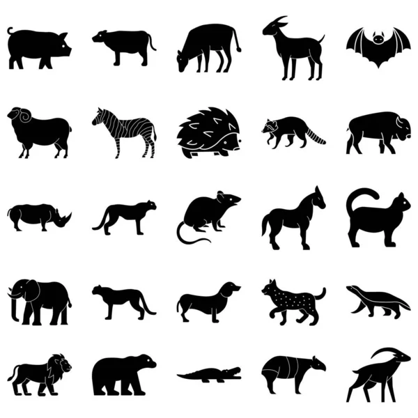 Mammal Isolated Vector Icons Pack Every Single Icon Can Easily — Stock Vector