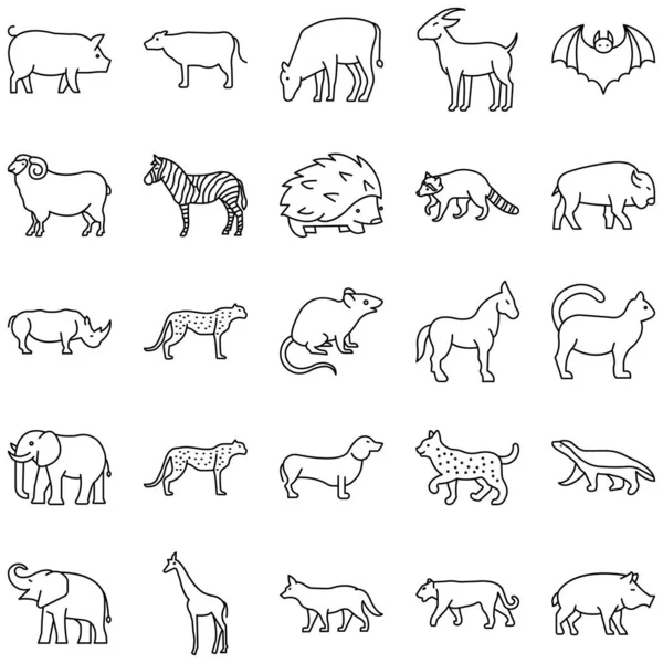 Mammal Isolated Vector Iconen Pack Elk Pictogram Kan Gemakkelijk Worden — Stockvector