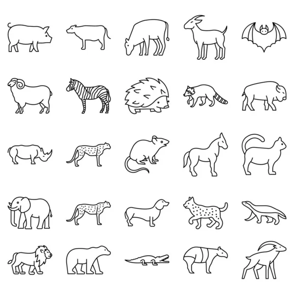 Изолированные Векторные Иконки Млекопитающих Могут Легко Изменены Отредактированы — стоковый вектор