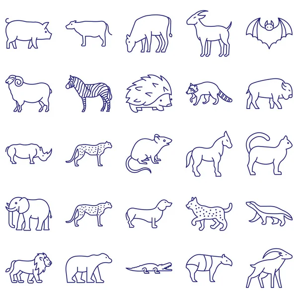 Mammal Isolated Vector Icons Pack Every Single Icon Can Easily — Stock Vector