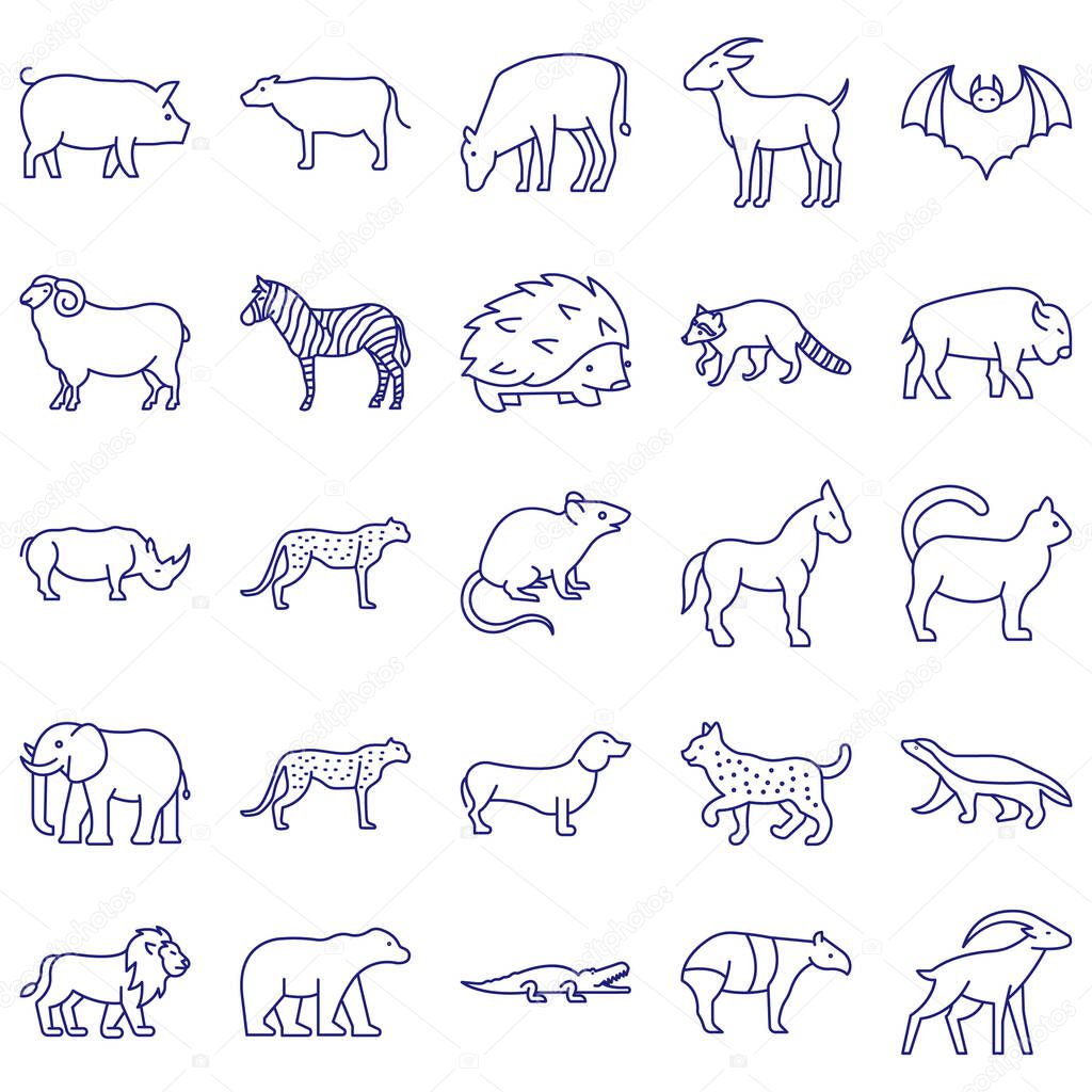 Mammal Isolated Vector icons pack every single icon can be easily modified or edited