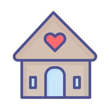 Kolayca değiştirilebilen ya da düzenlenebilen tatlı ev izole edilmiş Vektör simgesi