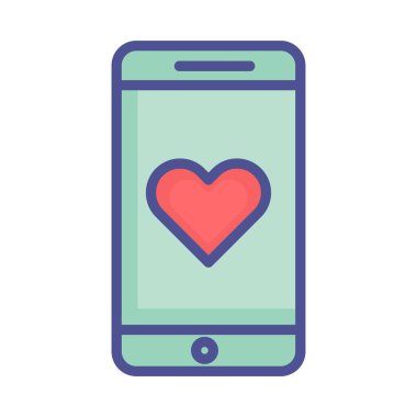 Kolayca değiştirilebilen veya düzenlenebilen kalp izole edilmiş Vektör simgesine sahip mobil