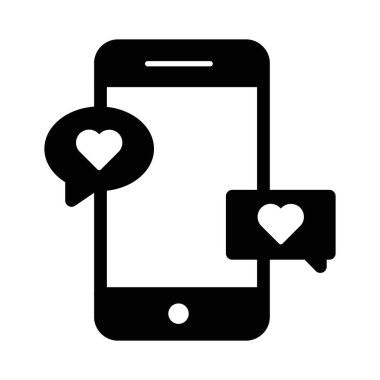 Kolayca değiştirilebilen veya düzenlenebilen mobil izole vektör simgesi üzerinde sevgi sohbeti