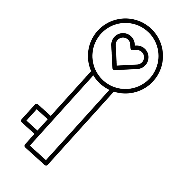 Heart Key Isolated Vector Icon Can Easily Modified Edited — Stock Vector