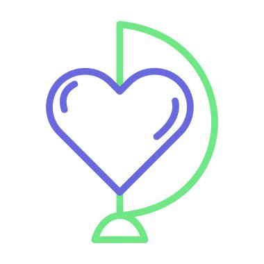 Kolayca değiştirilebilen veya düzenlenebilen kalp izole edilmiş vektör simgesine sahip dünya