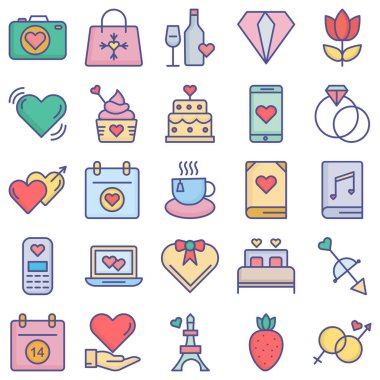 Aşk ve Aşk Paketi İzole edilmiş Vektör simgesi Kolayca değiştirilebilir veya düzenlenebilir
