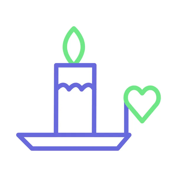 Vela Ardiente Con Corazón Icono Vector Aislado Que Puede Modificar — Vector de stock