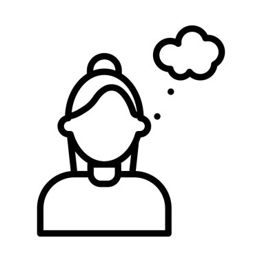 Düşünen kız izole edilmiş vektör simgesi kolayca değiştirebilir ya da düzenleyebilir