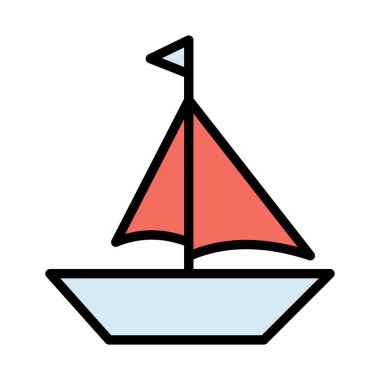 Teknedeki bayrak izole edilmiş vektör simgesi kolayca değiştirilebilir ya da düzenlenebilir