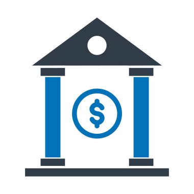Banka binası izole edilmiş vektör simgesi kolayca değiştirilebilir ya da düzenlenebilir