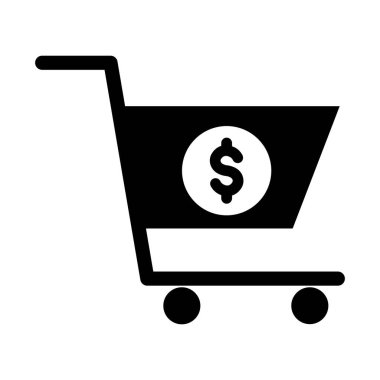 Sepetli dolar izole edilmiş vektör simgesi kolayca düzenlenebilir ya da değiştirilebilir