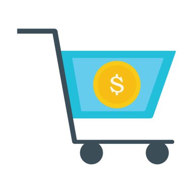 Sepetli dolar izole edilmiş vektör simgesi kolayca düzenlenebilir ya da değiştirilebilir