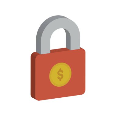 Dolarlık asma kilit izometrik biçim Vektör Simgesi Kolayca düzenleyebilen veya değiştirebilen