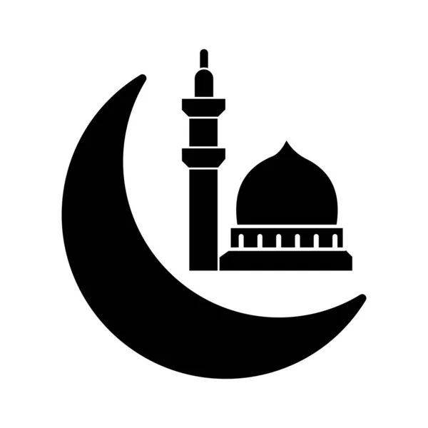 Ikon Bulan Dan Masjid Terisolasi Vektor Yang Dapat Dengan Mudah - Stok Vektor