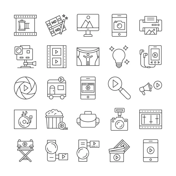 Video Shoot Shooting Equipment Vector Icons Pack Every Single Icon — Stock Photo, Image